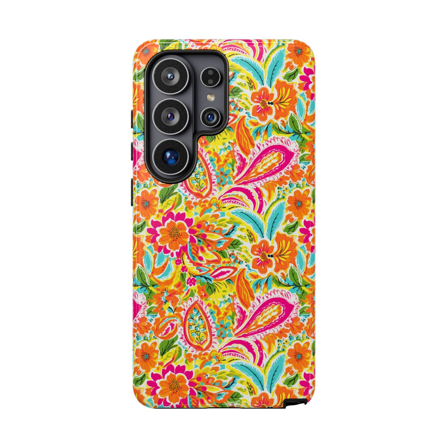 Vibrant Floral Paisley phone case | Tough Cases | Orange and Pink Floral | iPhone 17