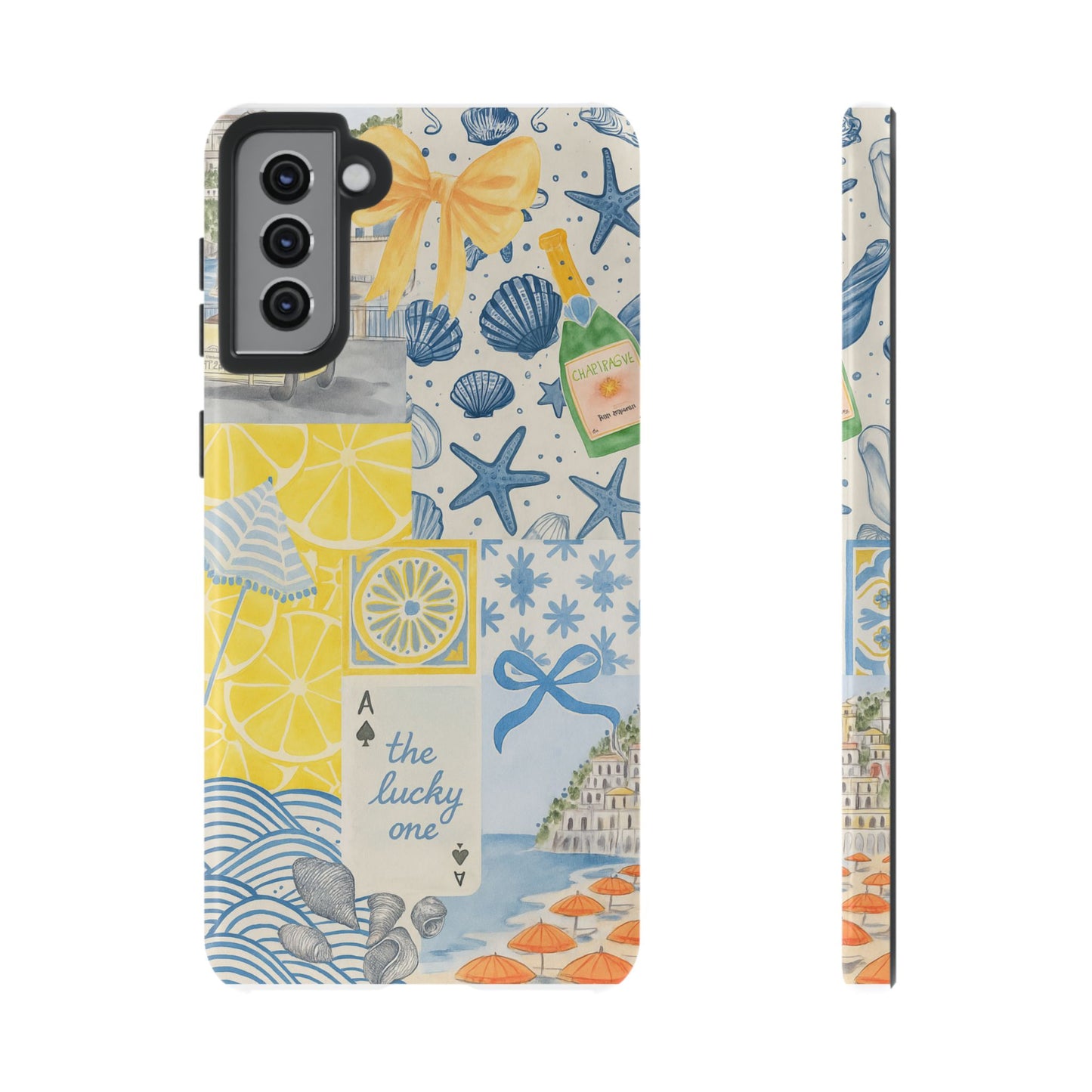 Coastal Collage Phone Case | Beach Shells, Starfish, Lemon, Scenic Travel | Italian Summer
