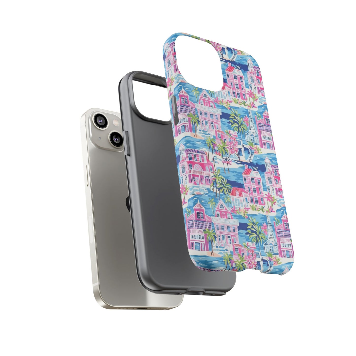 Pink Coastal Houses phone case | Tough Case | iPhone 17