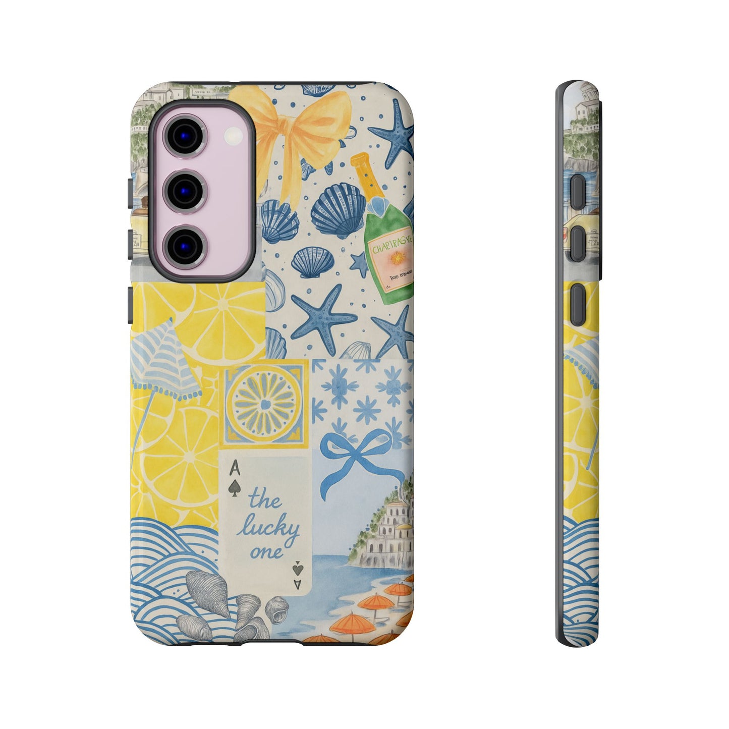 Coastal Collage Phone Case | Beach Shells, Starfish, Lemon, Scenic Travel | Italian Summer