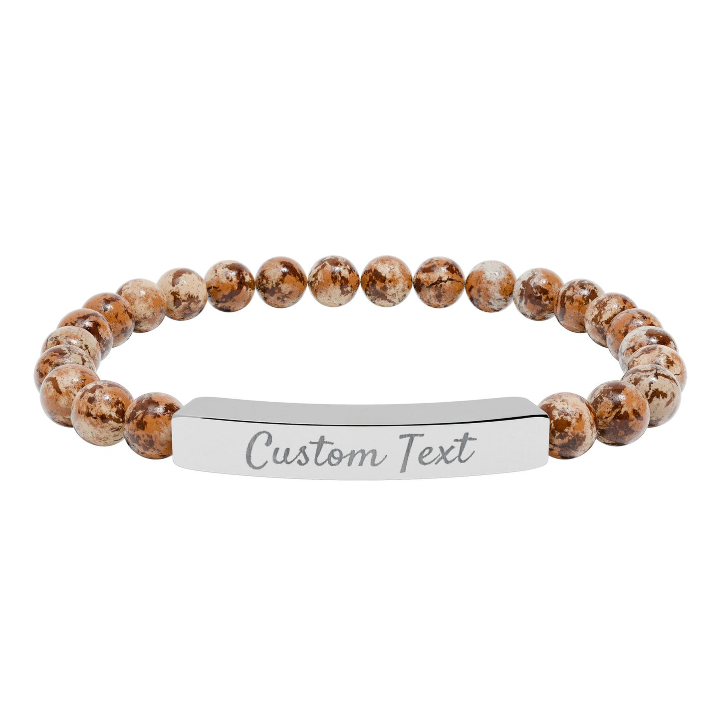 Engravable Natural Stone Bar Bracelet — Custom Name Stretch Bracelet