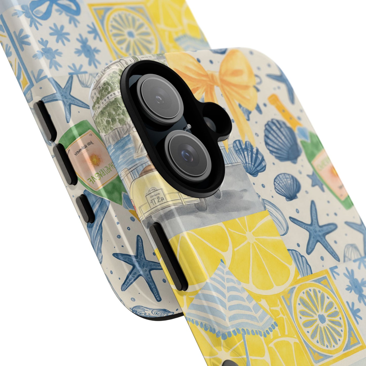 Coastal Collage Phone Case | Beach Shells, Starfish, Lemon, Scenic Travel | Italian Summer