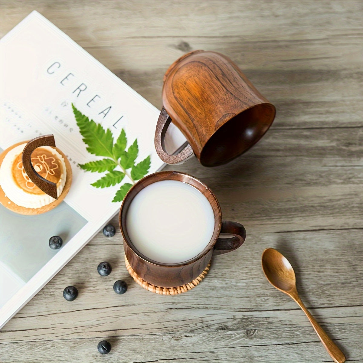 Natural Solid Wooden Coffee Mug, Beer Mug, Handmade Tea Cup With Handle For Coffee