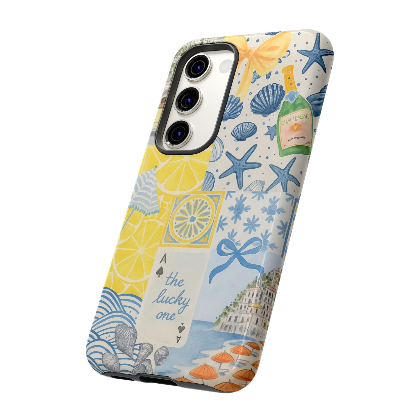 Coastal Collage Phone Case | Beach Shells, Starfish, Lemon, Scenic Travel | Italian Summer