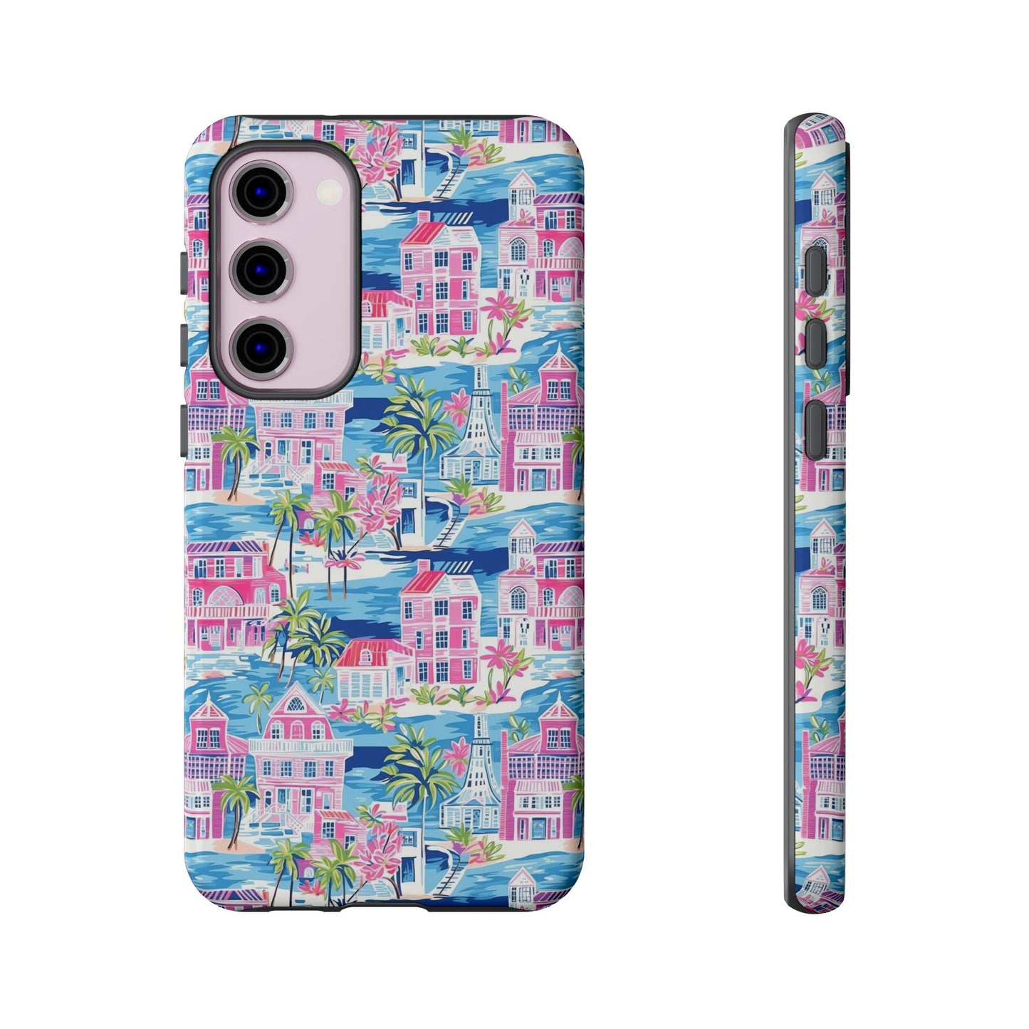 Pink Coastal Houses phone case | Tough Case | iPhone 17