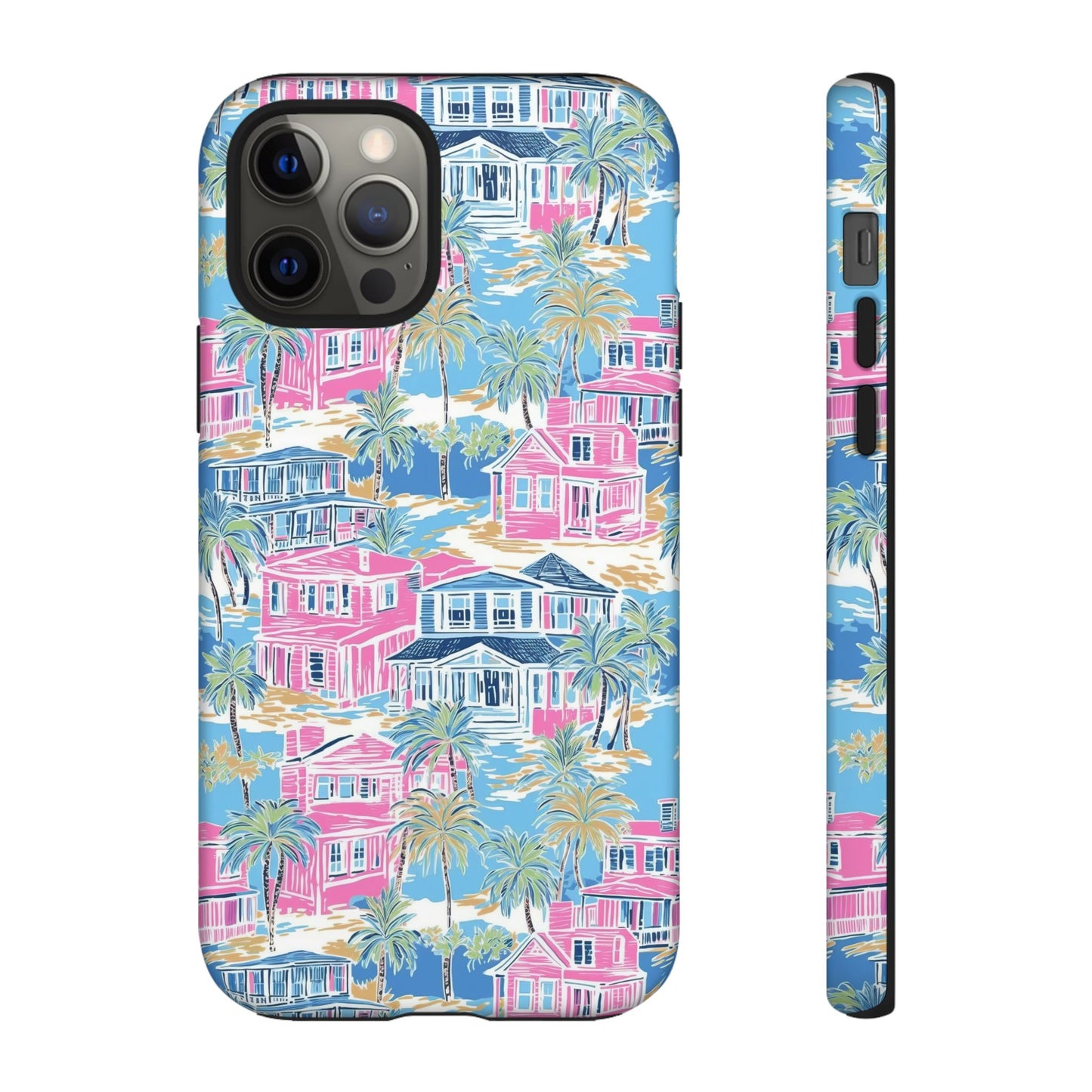 Tropical Beach Houses Tough Case | Palm Tree Coastal Phone Cover | iPhone 17
