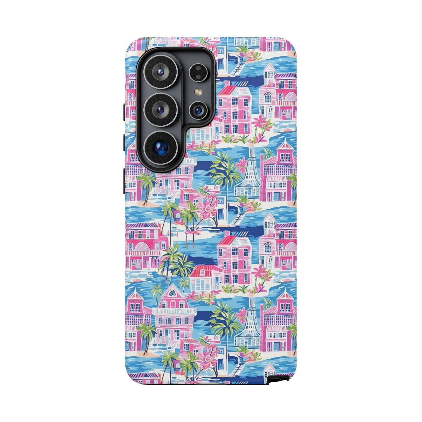 Pink Coastal Houses phone case | Tough Case | iPhone 17