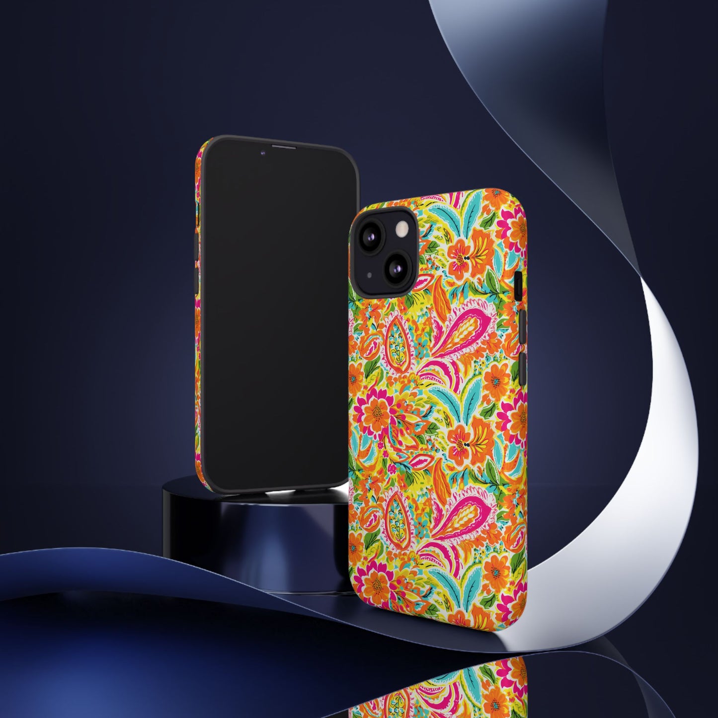 Vibrant Floral Paisley phone case | Tough Cases | Orange and Pink Floral | iPhone 17