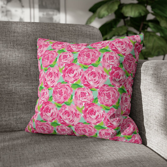 Custom Throw Pillow, Pink Roses