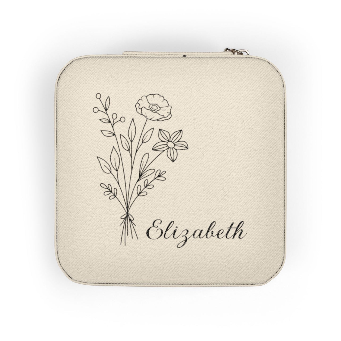 Personalized Wildflowers Jewelry Travel Case — Compact Floral Travel Organizer