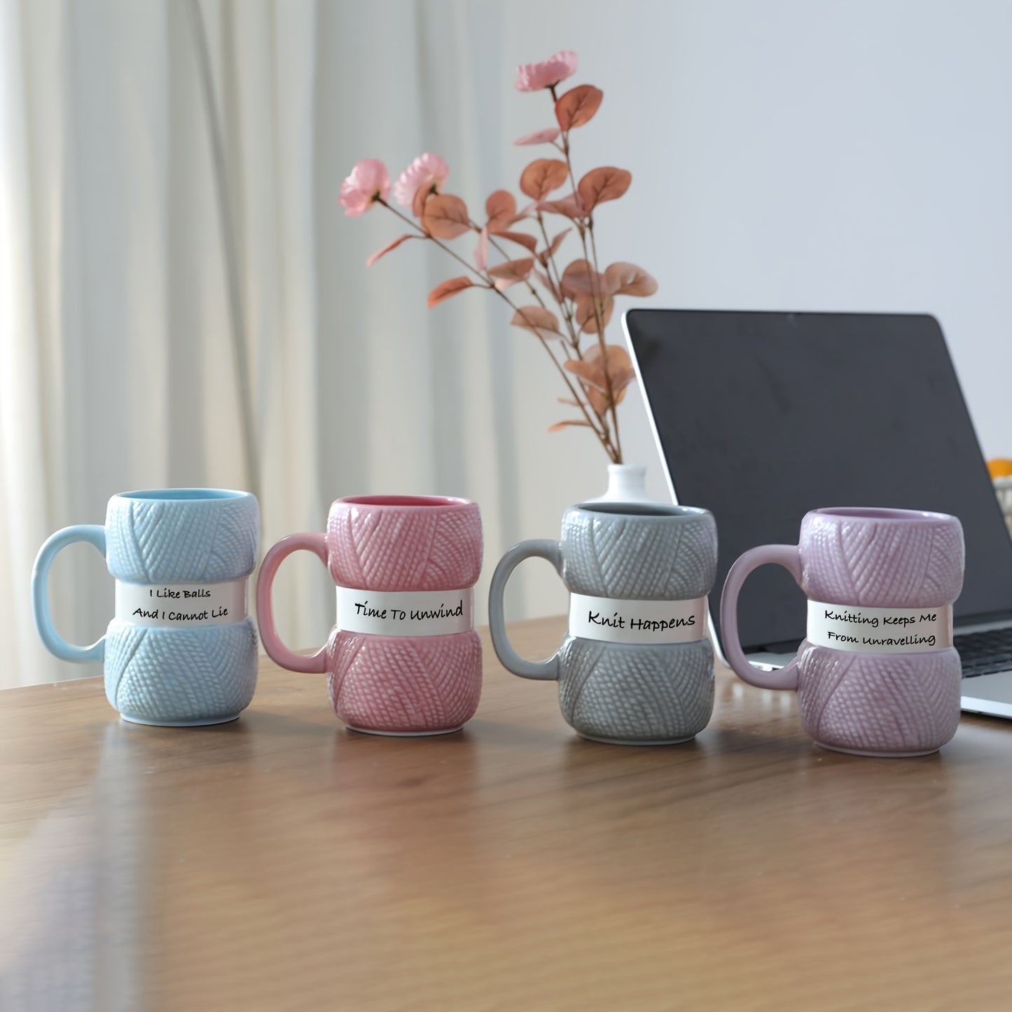 Unique Yarn Coffee Mug, Knitting