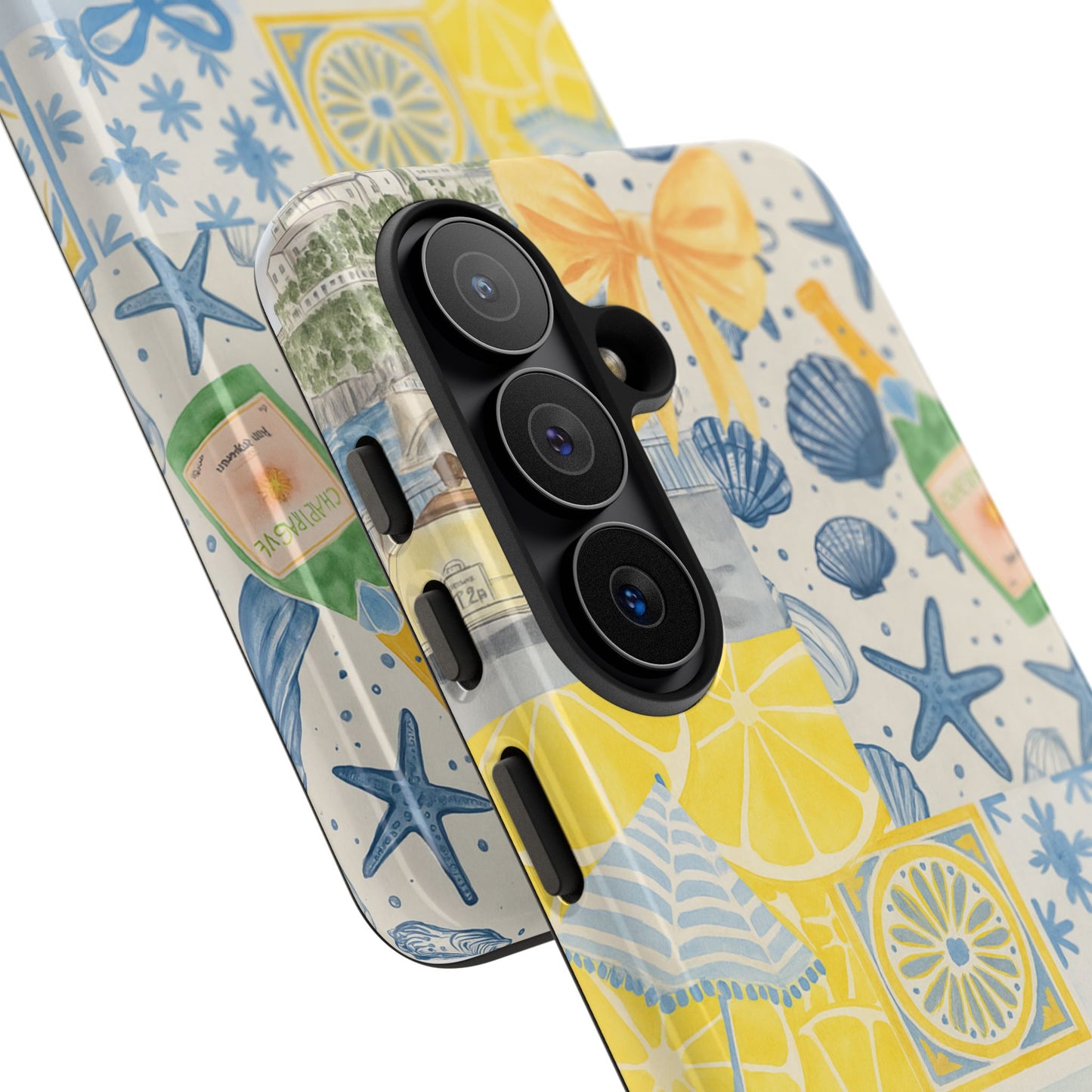 Coastal Collage Phone Case | Beach Shells, Starfish, Lemon, Scenic Travel | Italian Summer