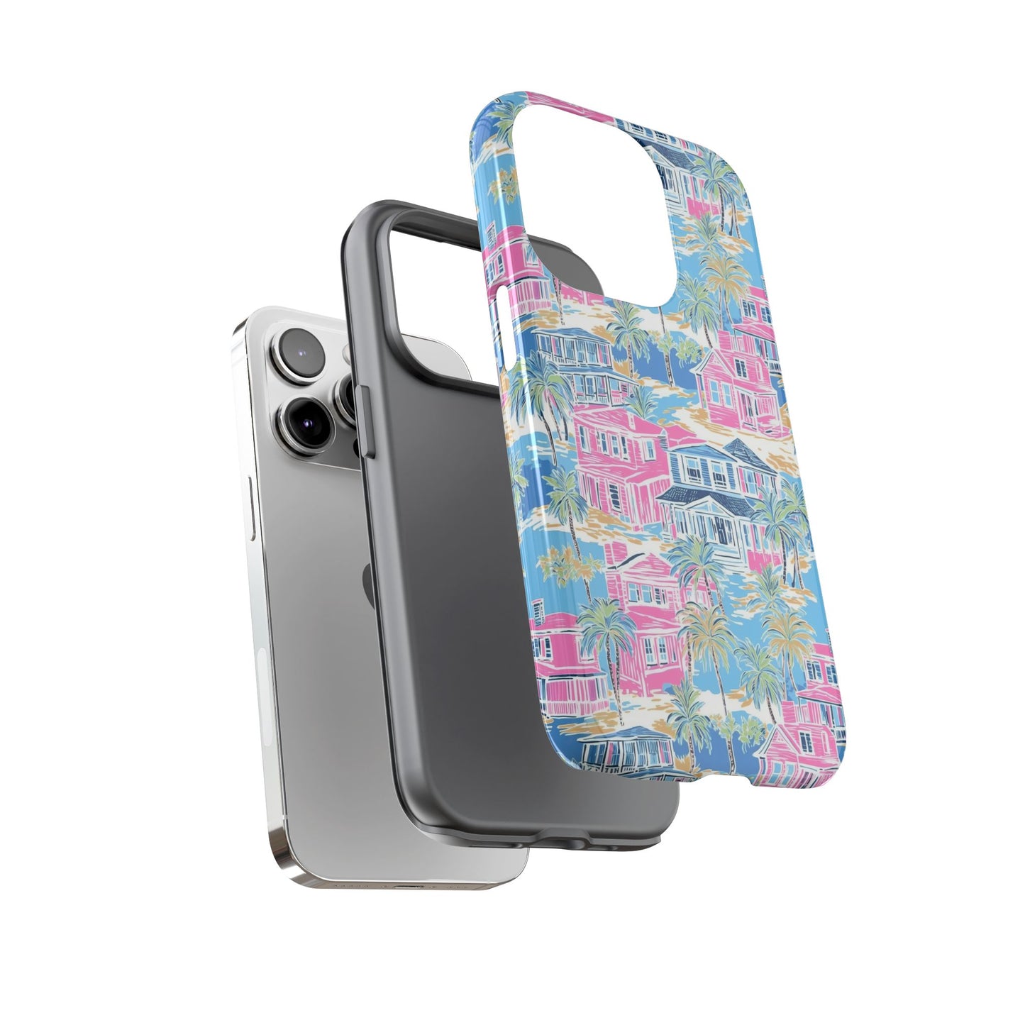 Tropical Beach Houses Tough Case | Palm Tree Coastal Phone Cover | iPhone 17