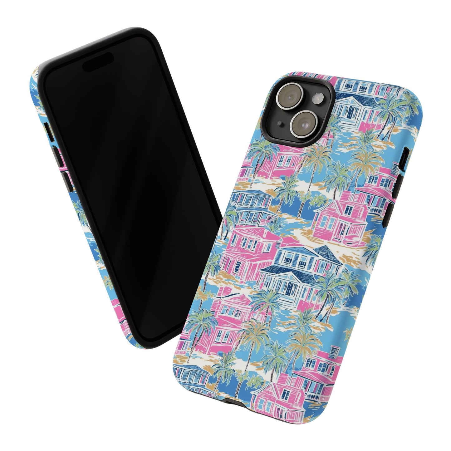 Tropical Beach Houses Tough Case | Palm Tree Coastal Phone Cover | iPhone 17