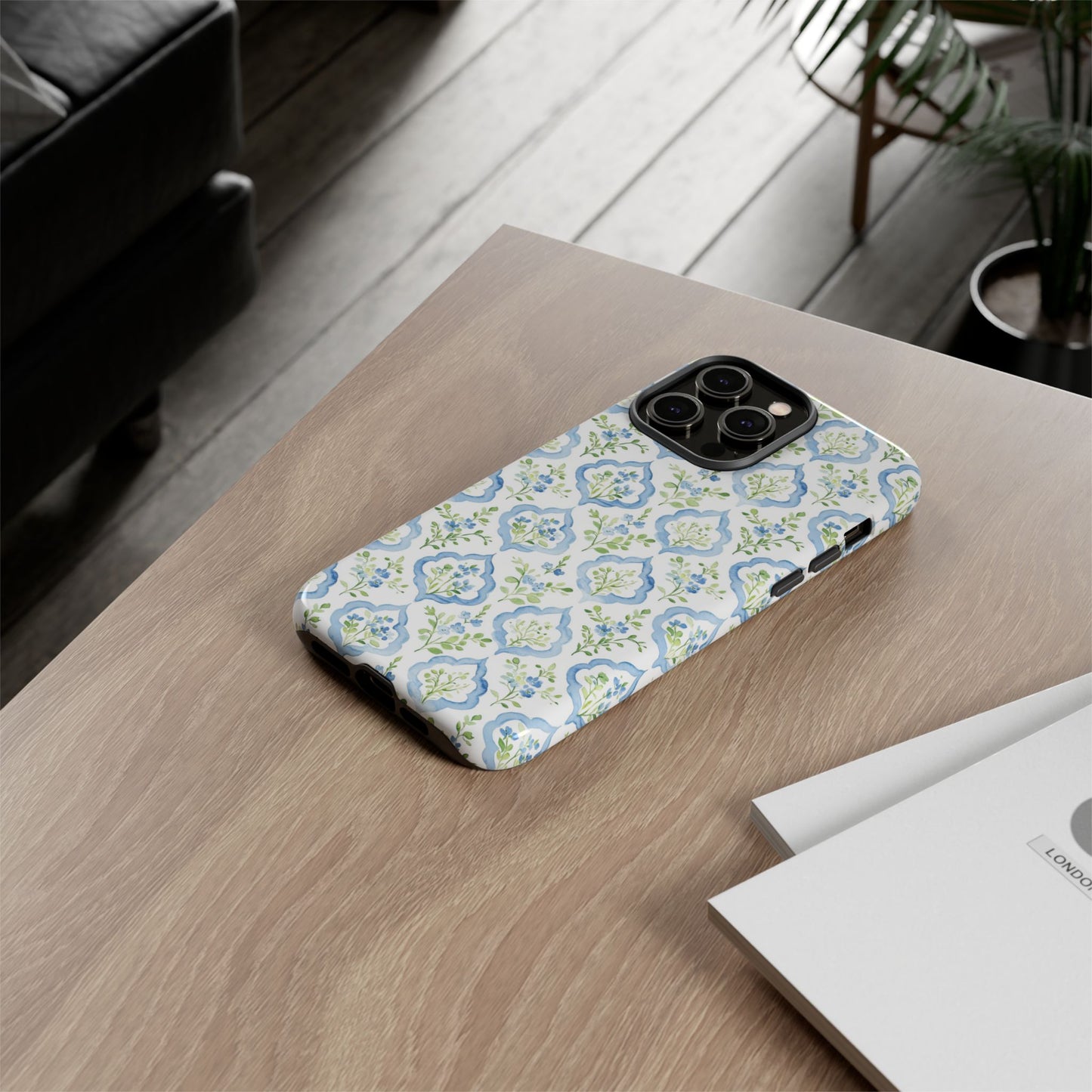 Blue Floral Damask phone case | Tough Case | iPhone 17