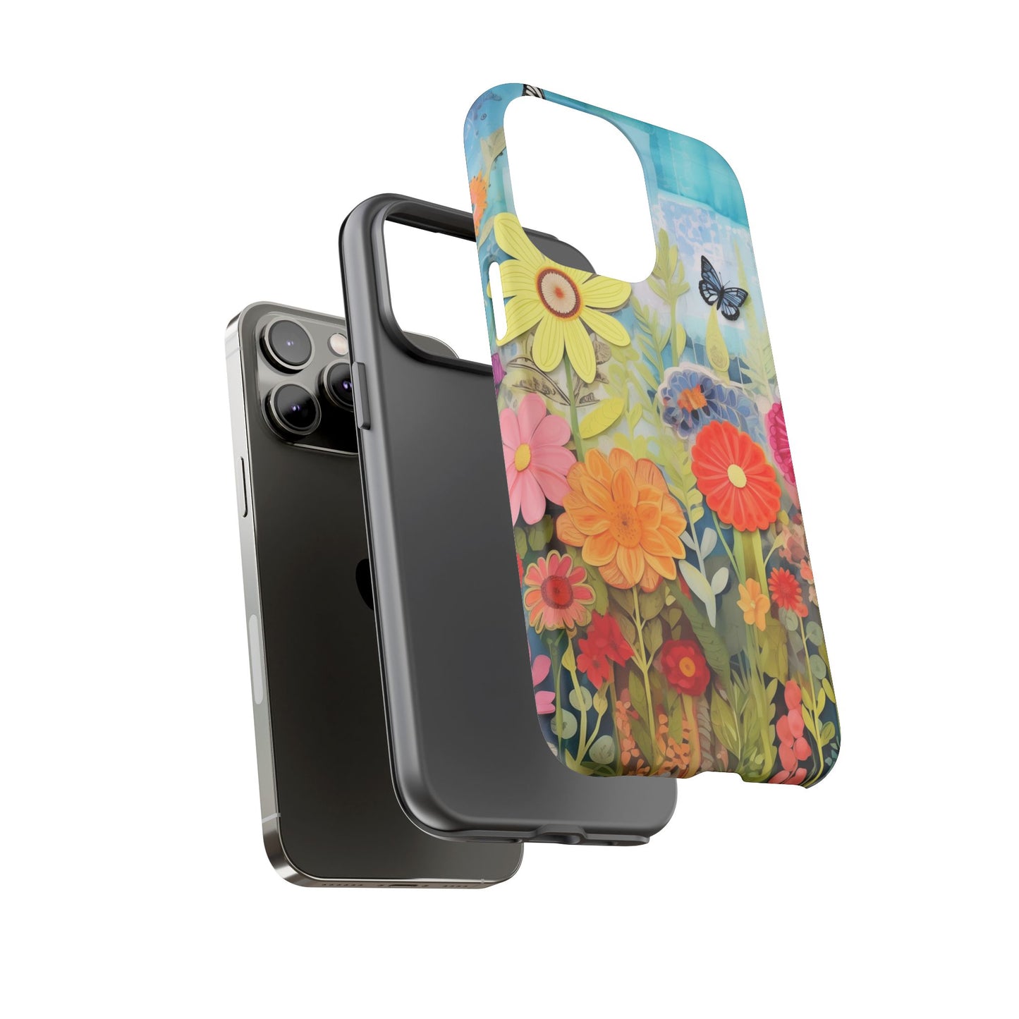 Whimsical Floral Garden phone case | Tough Case | 3d Floral Pattern | iPhone 17