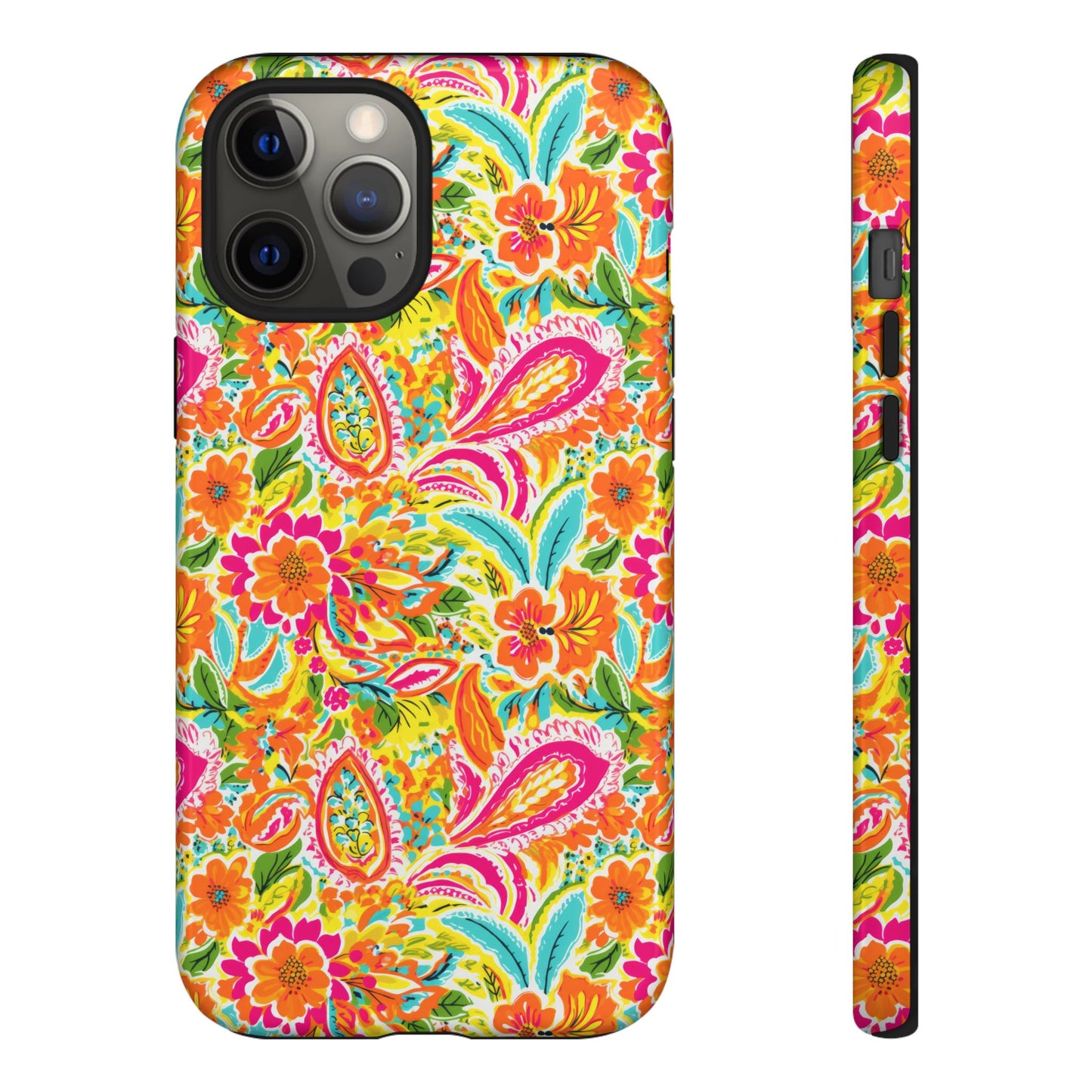 Vibrant Floral Paisley phone case | Tough Cases | Orange and Pink Floral | iPhone 17