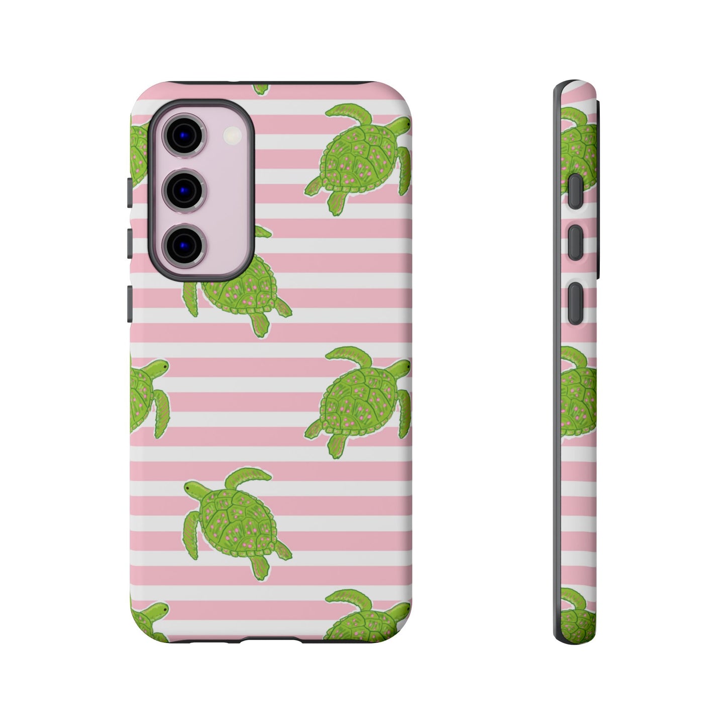 Green Sea Turtles Phone Case | Pink Stripes Tough Case | iPhone 17