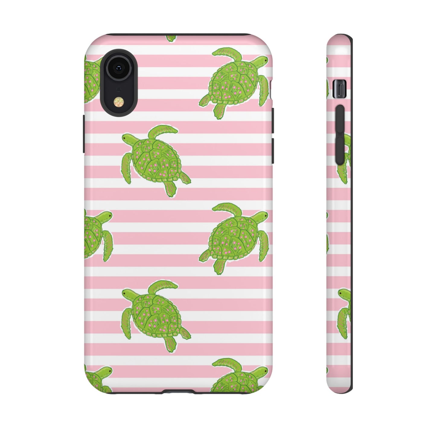 Green Sea Turtles Phone Case | Pink Stripes Tough Case | iPhone 17