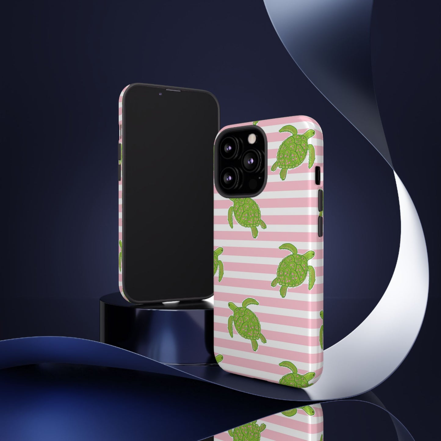 Green Sea Turtles Phone Case | Pink Stripes Tough Case | iPhone 17