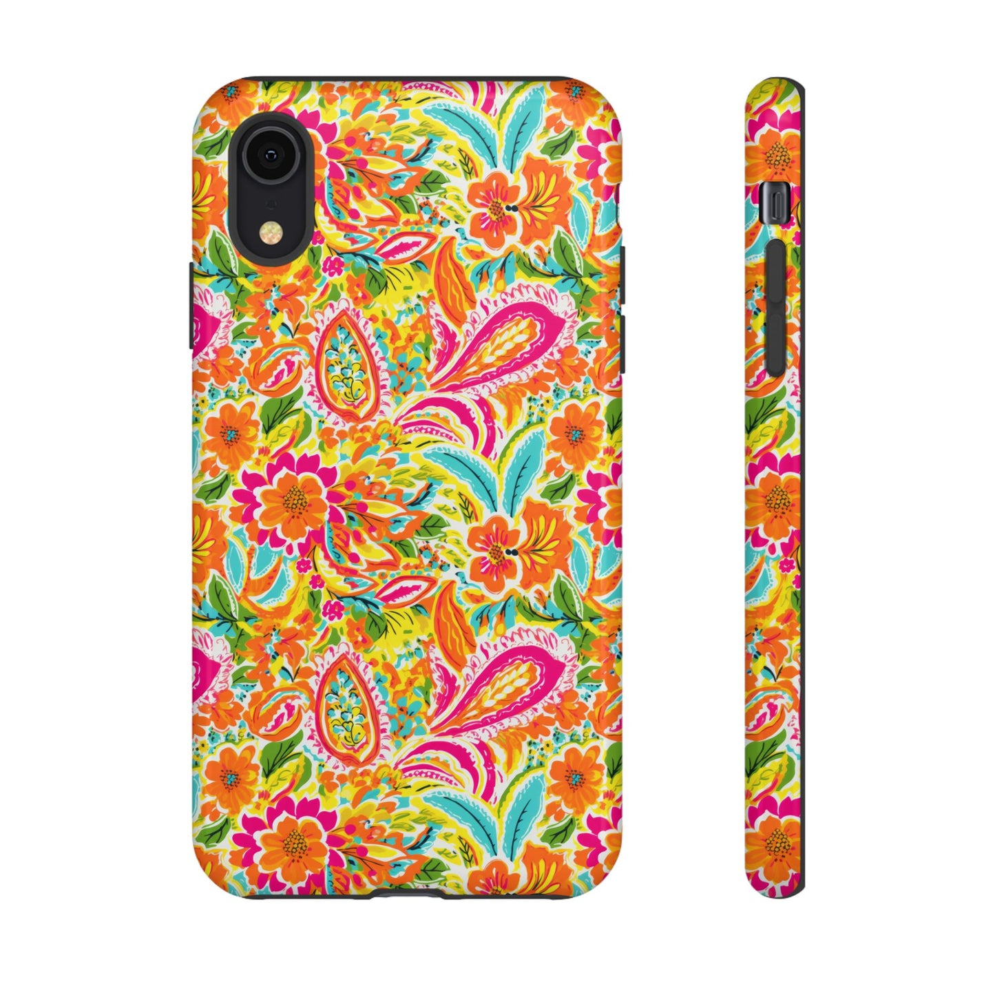 Vibrant Floral Paisley phone case | Tough Cases | Orange and Pink Floral | iPhone 17