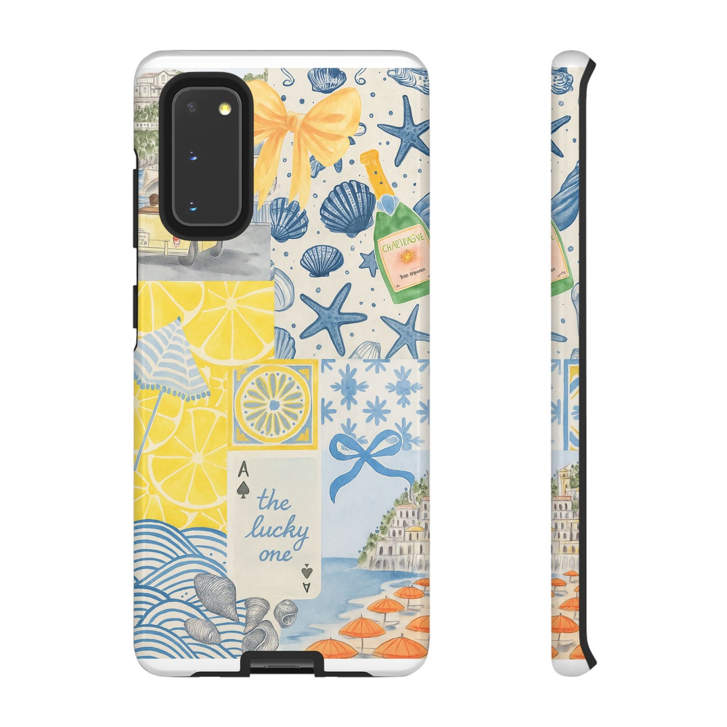 Coastal Collage Phone Case | Beach Shells, Starfish, Lemon, Scenic Travel | Italian Summer