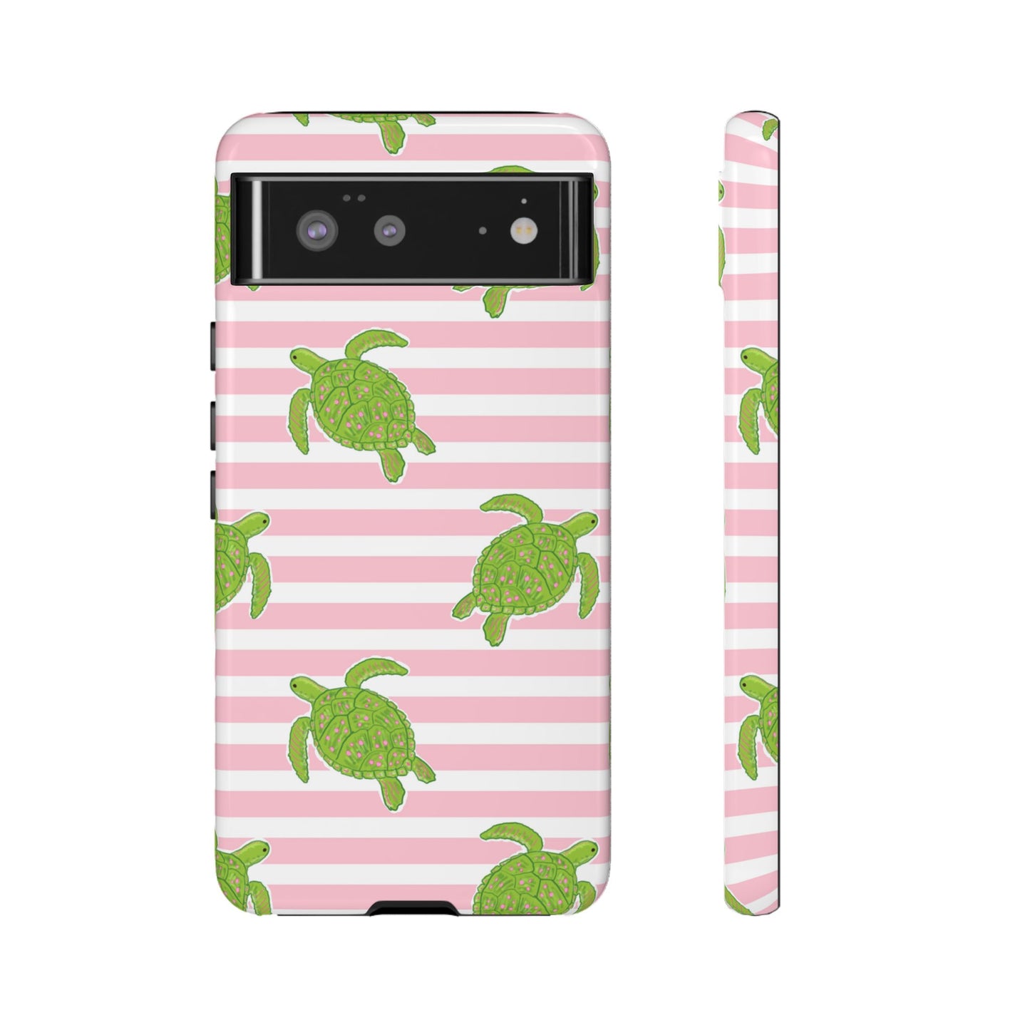 Green Sea Turtles Phone Case | Pink Stripes Tough Case | iPhone 17