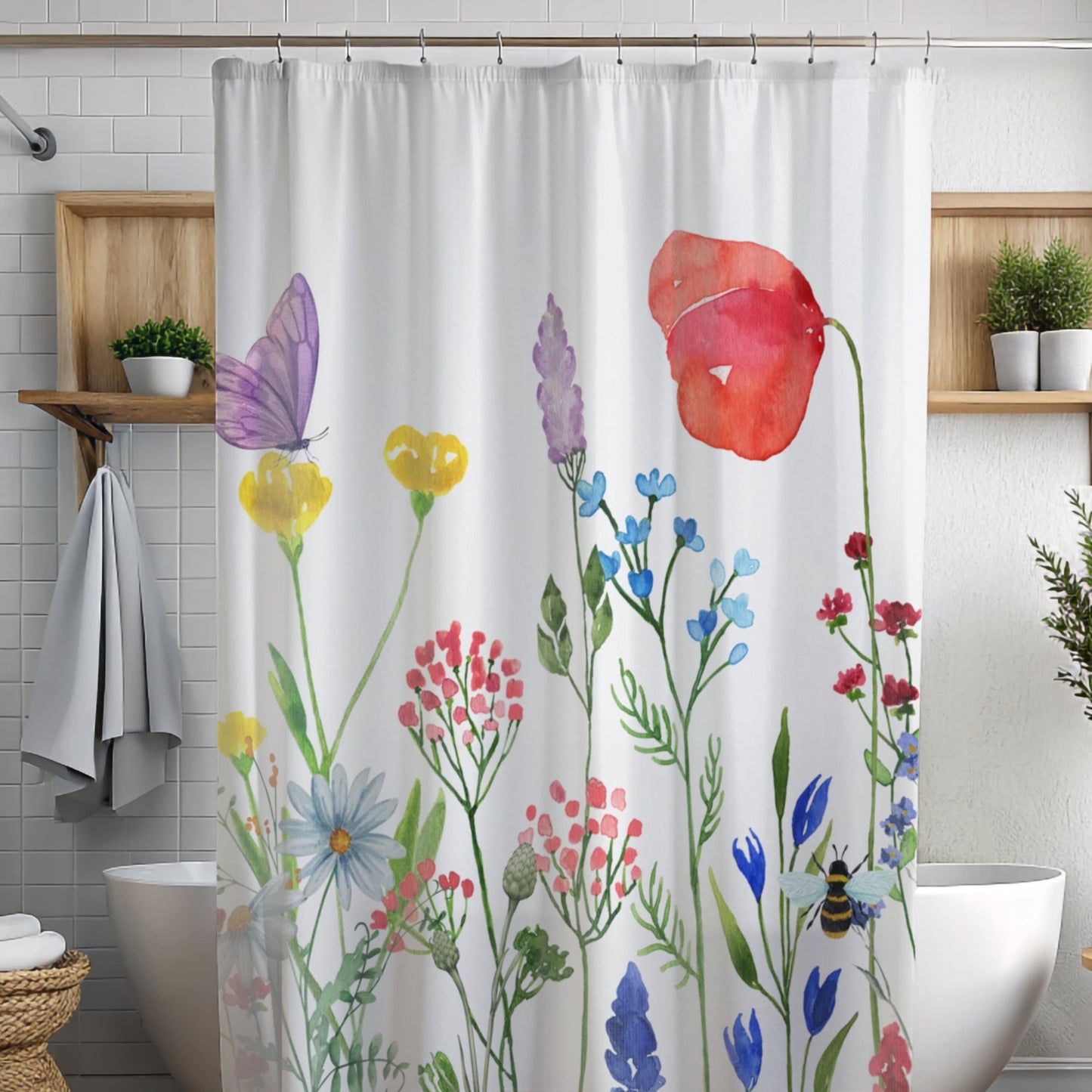Custom Shower Curtain, Wildflowers
