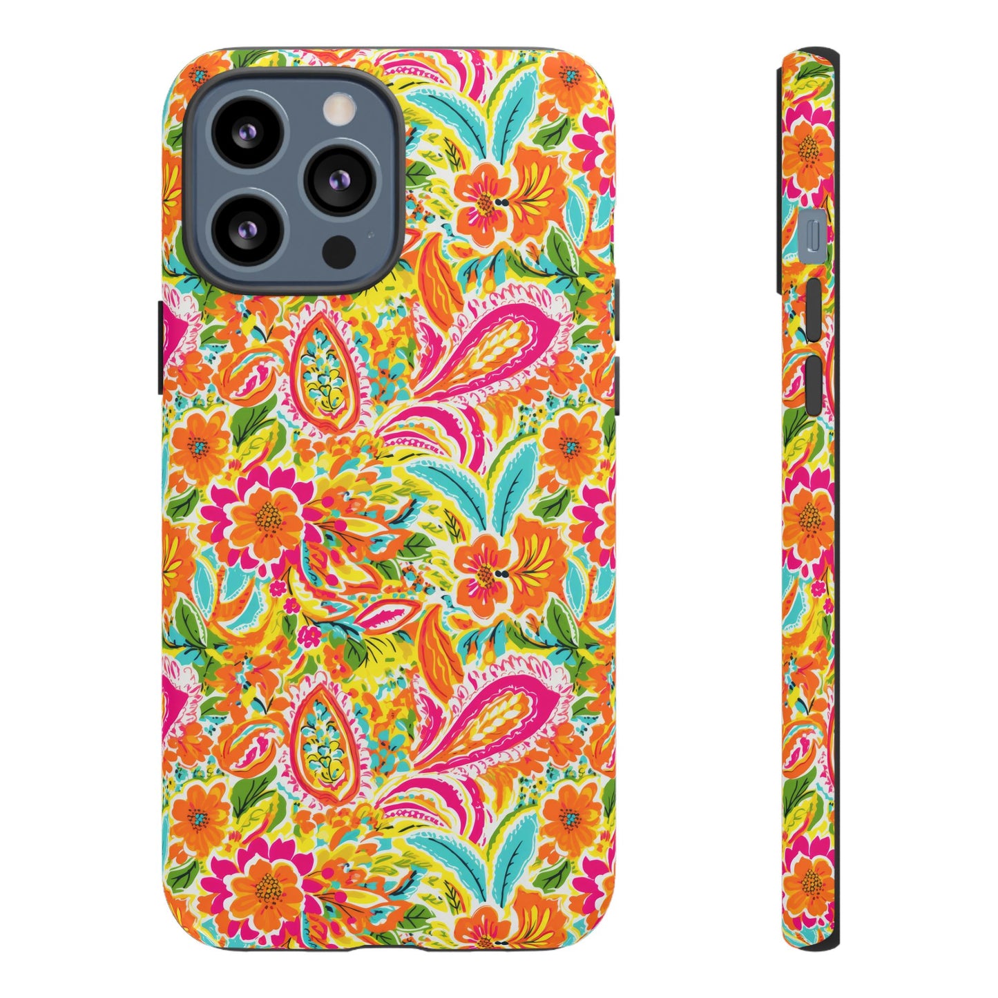 Vibrant Floral Paisley phone case | Tough Cases | Orange and Pink Floral | iPhone 17