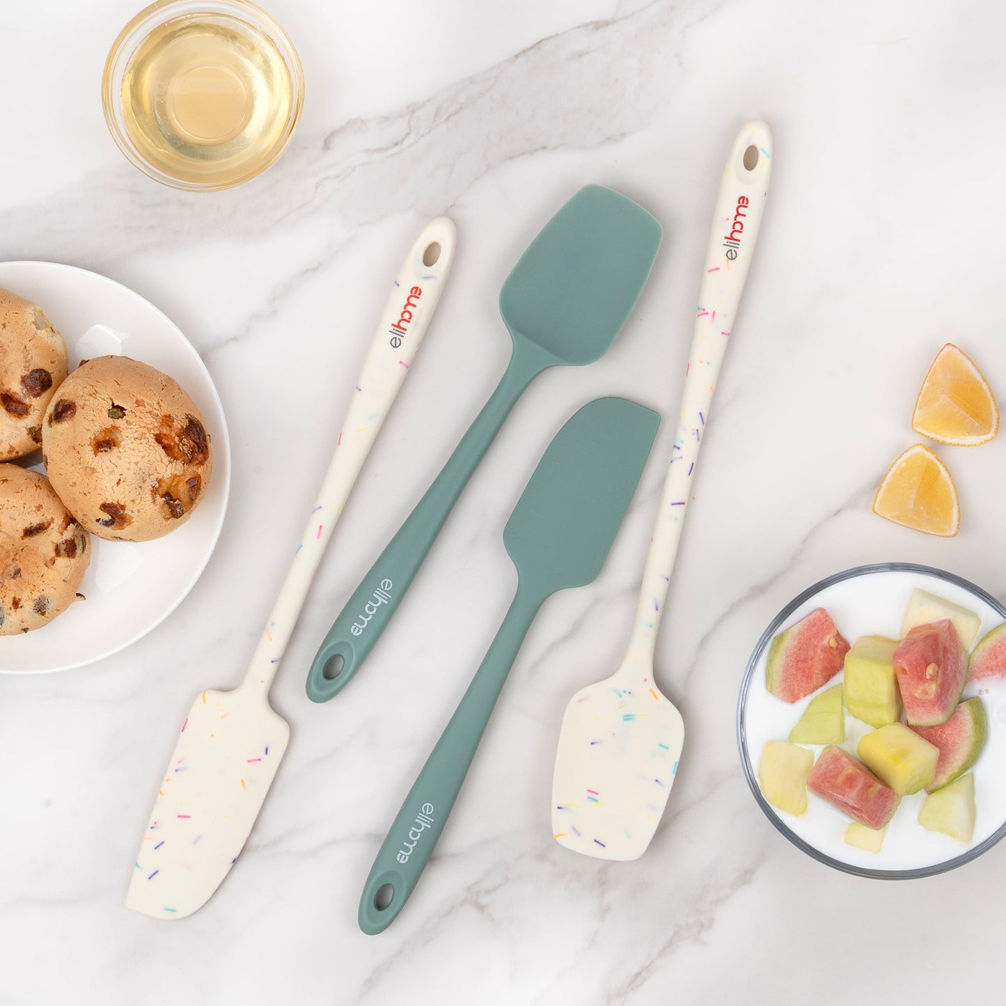 8 Piece Silicone Spatula Set - Teal Grey