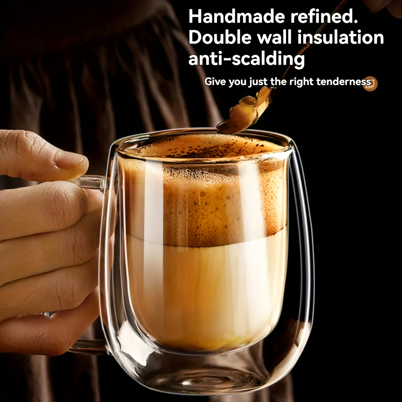 Double-Walled Glass Coffee Mug with Handle