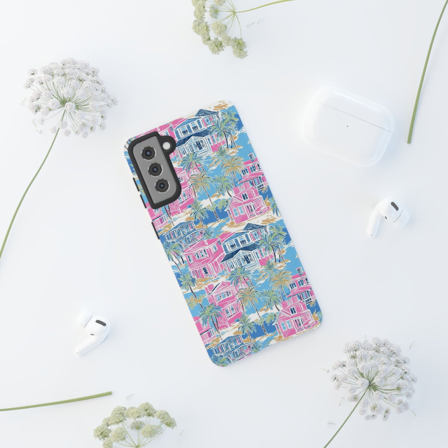 Tropical Beach Houses Tough Case | Palm Tree Coastal Phone Cover | iPhone 17