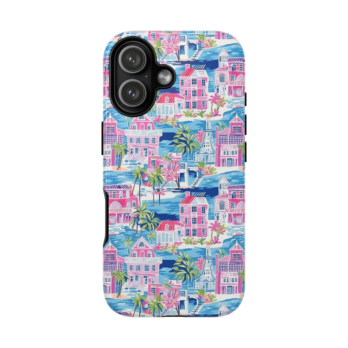 Pink Coastal Houses phone case | Tough Case | iPhone 17