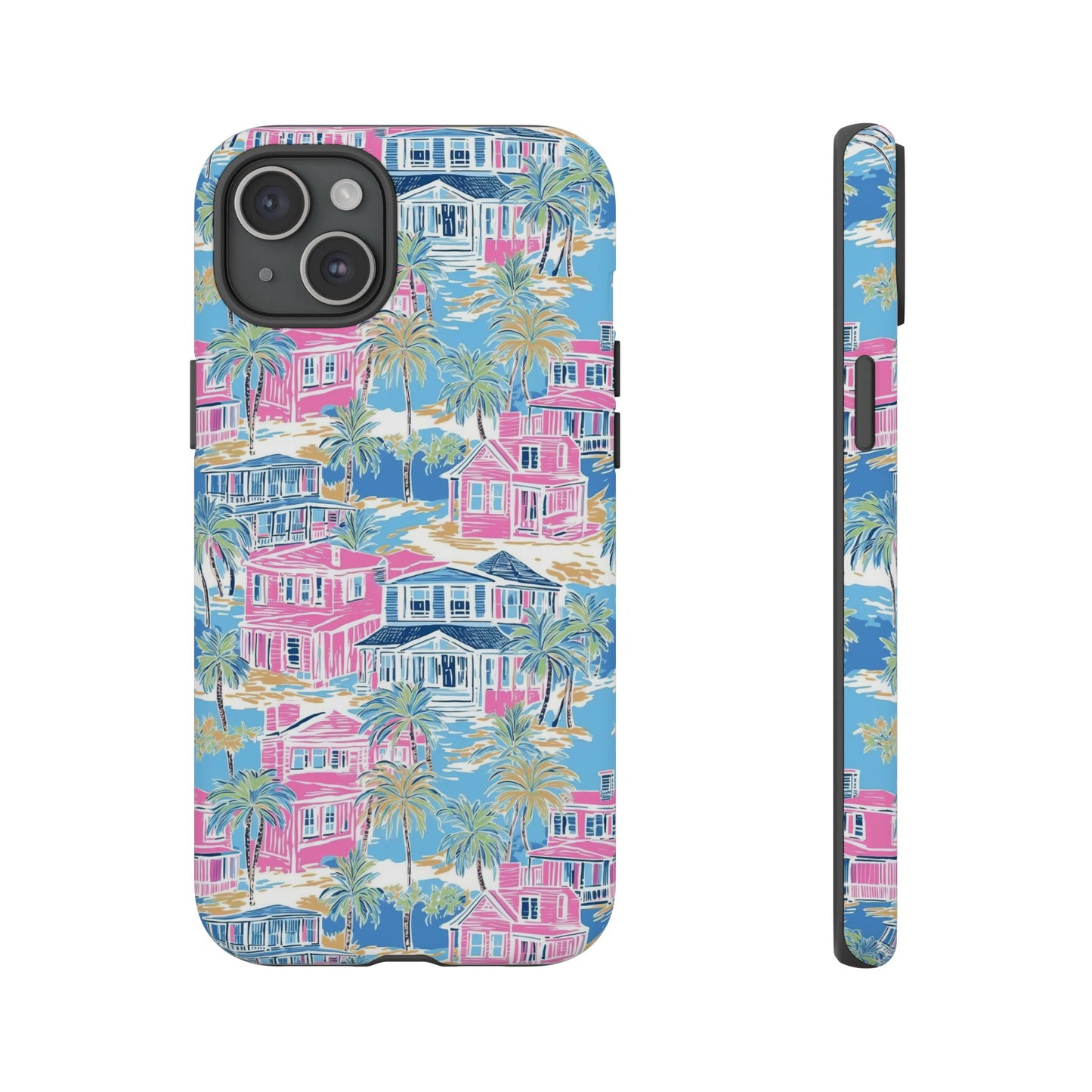 Tropical Beach Houses Tough Case | Palm Tree Coastal Phone Cover | iPhone 17