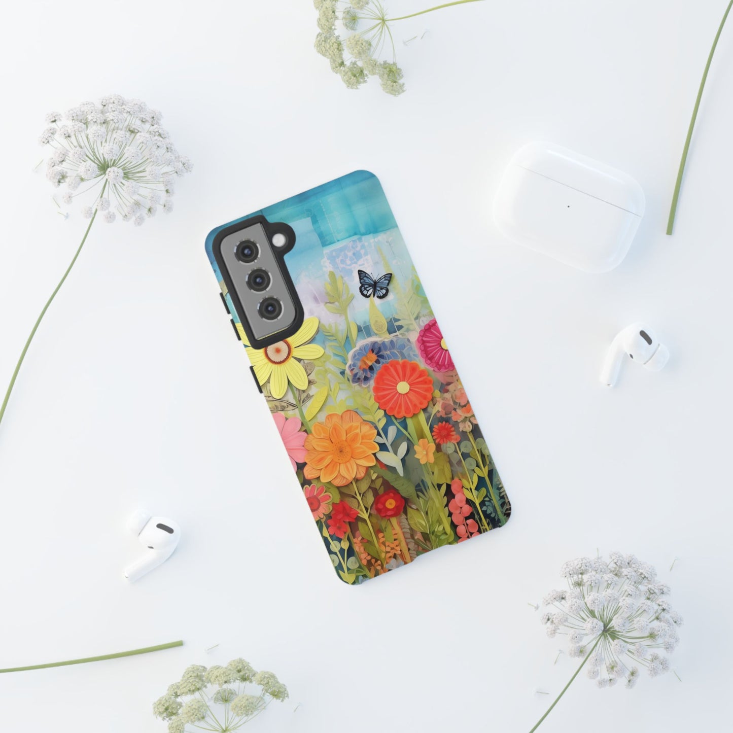 Whimsical Floral Garden phone case | Tough Case | 3d Floral Pattern | iPhone 17