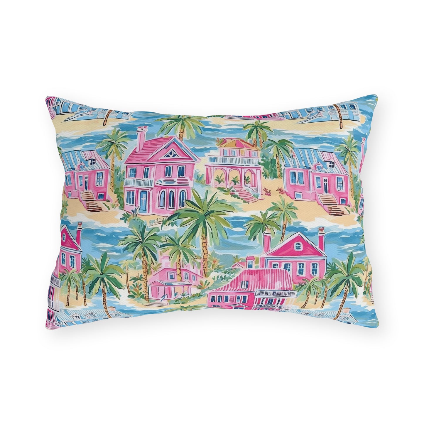 Outdoor Throw Pillow, Coastal Palm Beach Houses