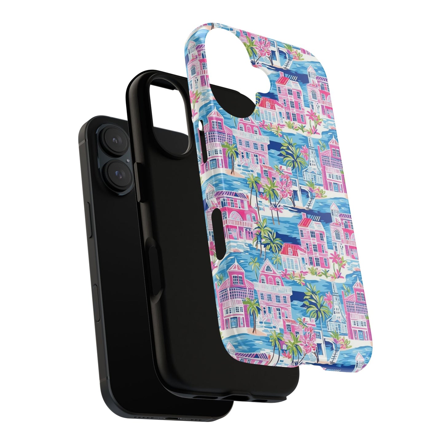 Pink Coastal Houses phone case | Tough Case | iPhone 17