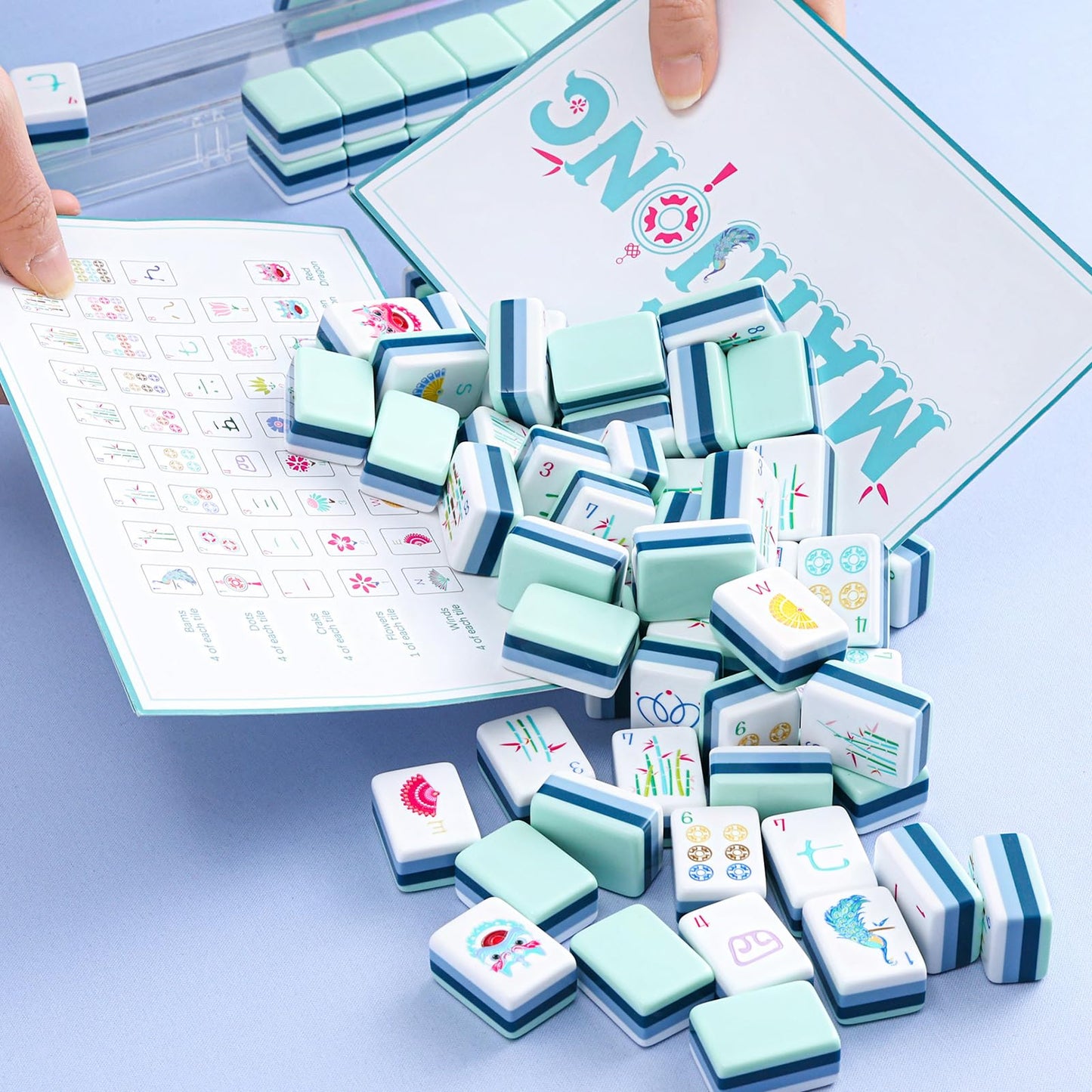 My Mahjong Trove 160 Acrylic 4 Layer Engraved American Mahjong Tiles Set: Amazon