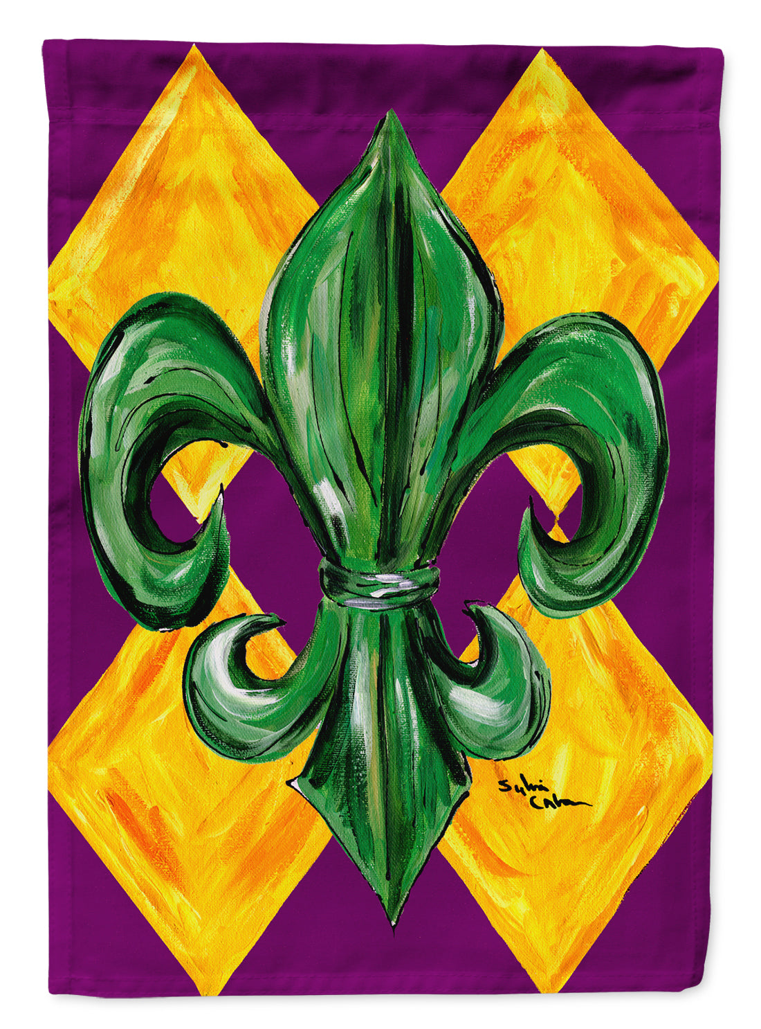 Mardi Gras Harlequin Fleur de lis Flag Canvas House Size