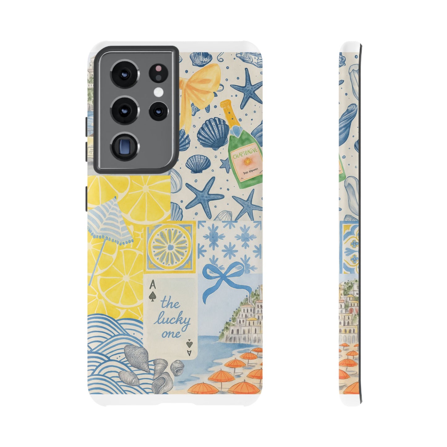 Coastal Collage Phone Case | Beach Shells, Starfish, Lemon, Scenic Travel | Italian Summer