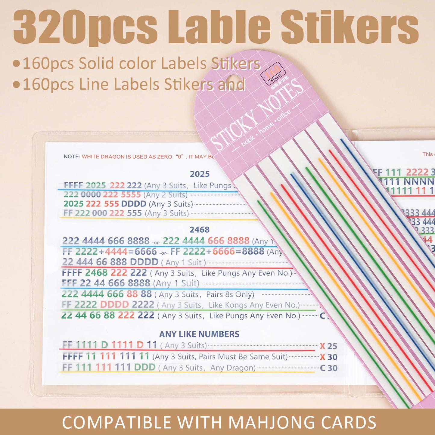 320 pcs Mahjong Card Line Finder Highlighter Tape: Amazon