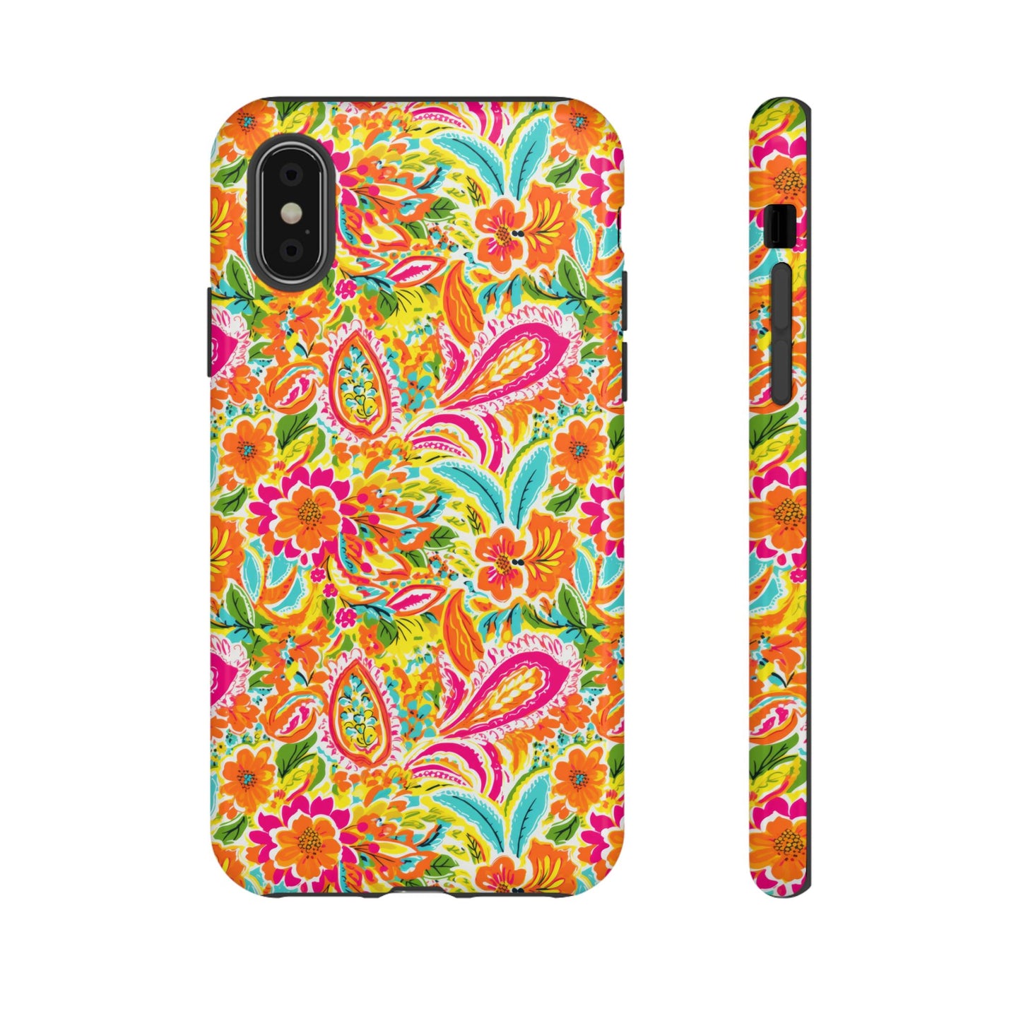 Vibrant Floral Paisley phone case | Tough Cases | Orange and Pink Floral | iPhone 17