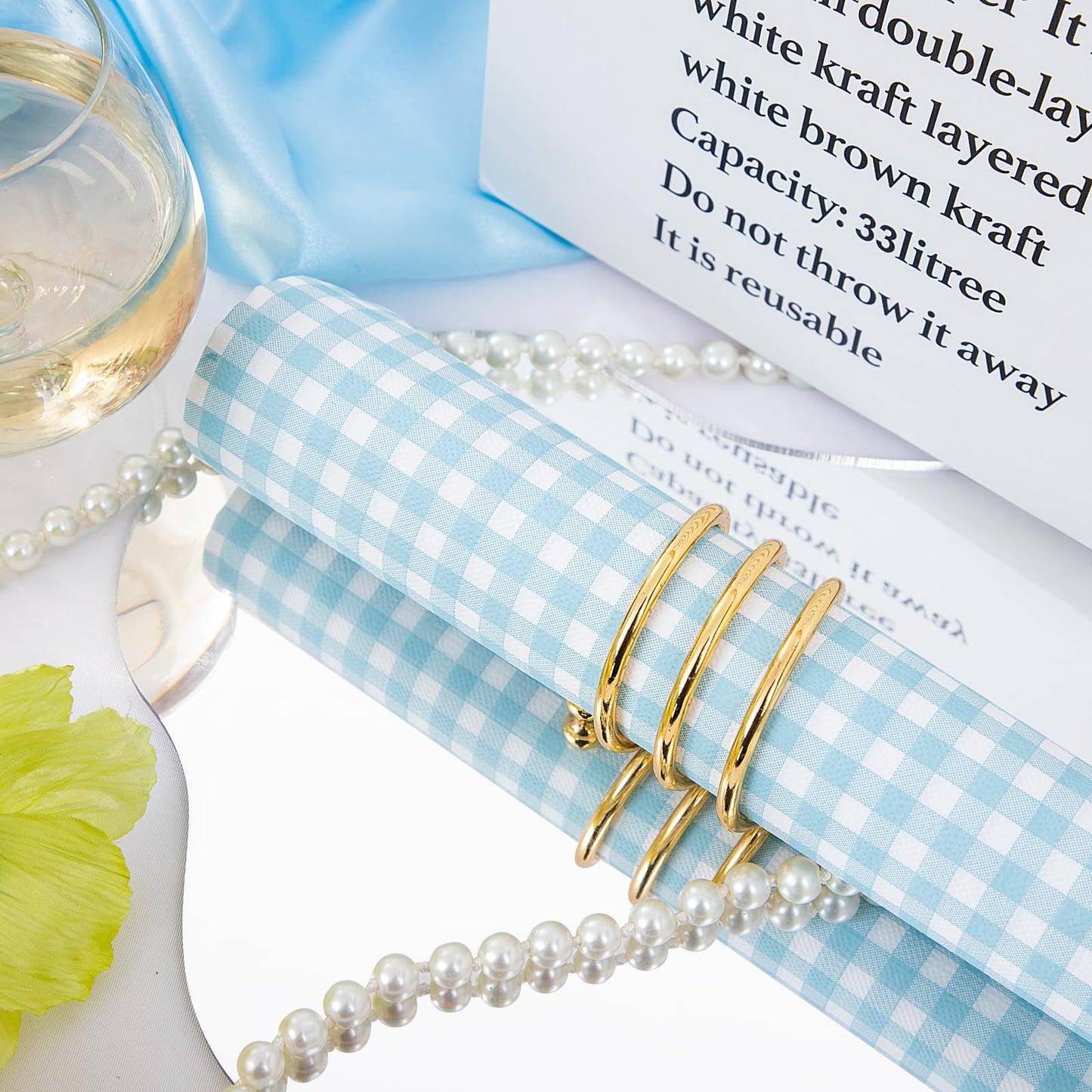 Baby Blue Checkered Napkins 150‑Pack – 3‑Ply Gingham Disposable