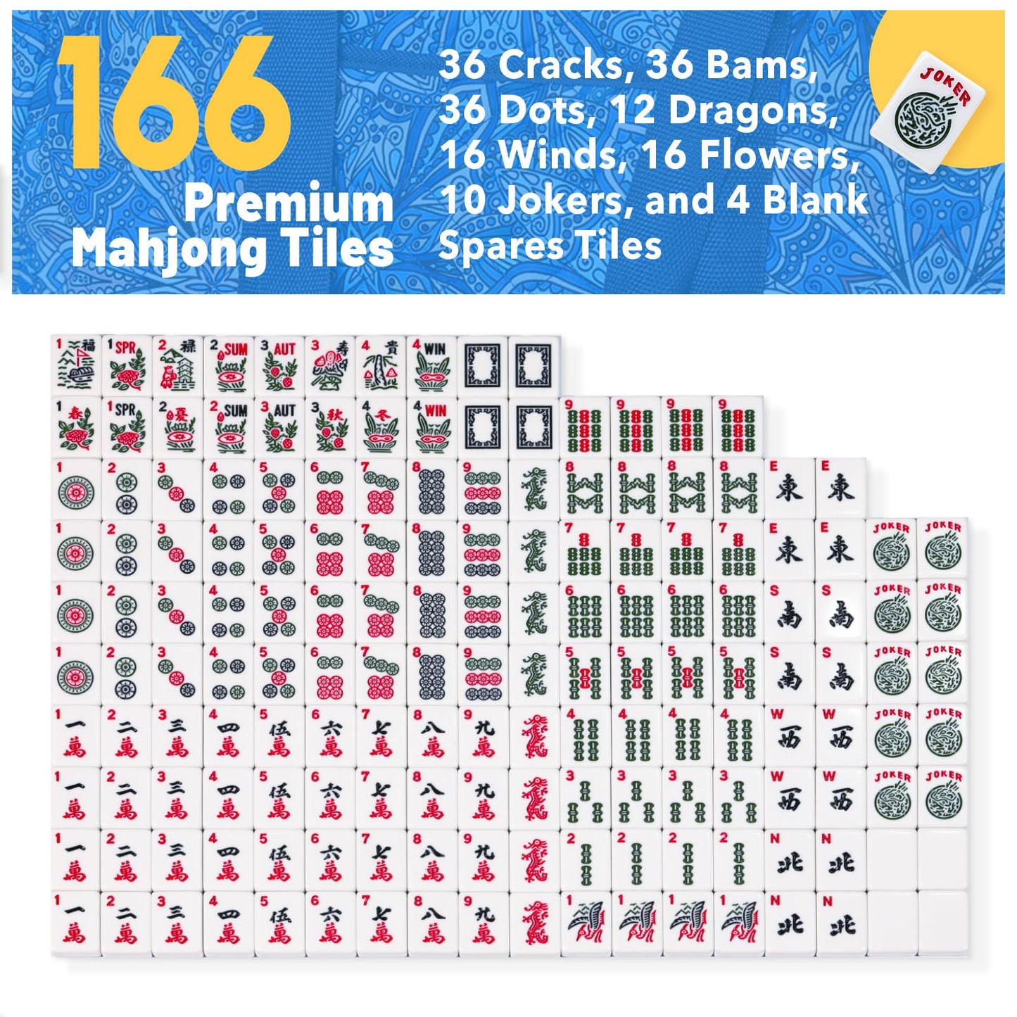 Kyerlish American Mahjong Tile Set with Blue Printed Carrying Bag: Amazon