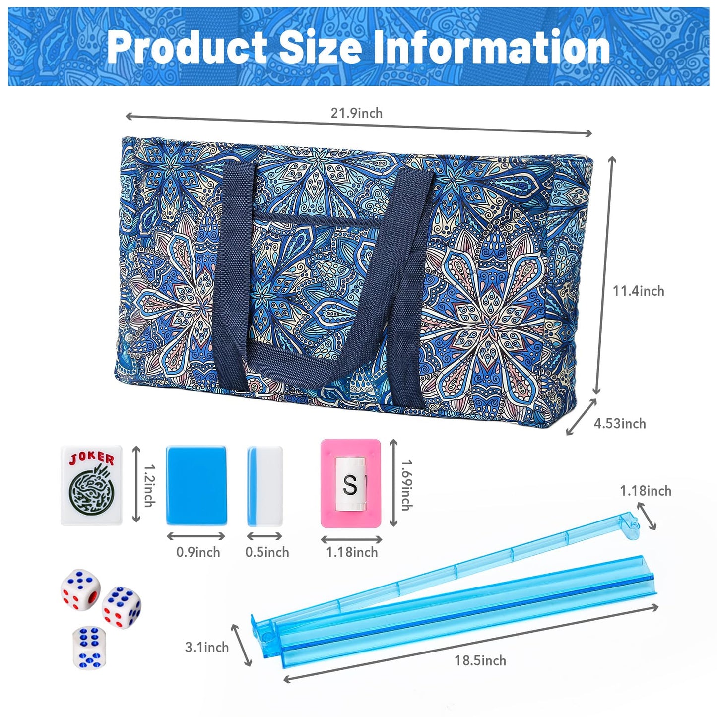Kyerlish American Mahjong Tile Set with Blue Printed Carrying Bag: Amazon