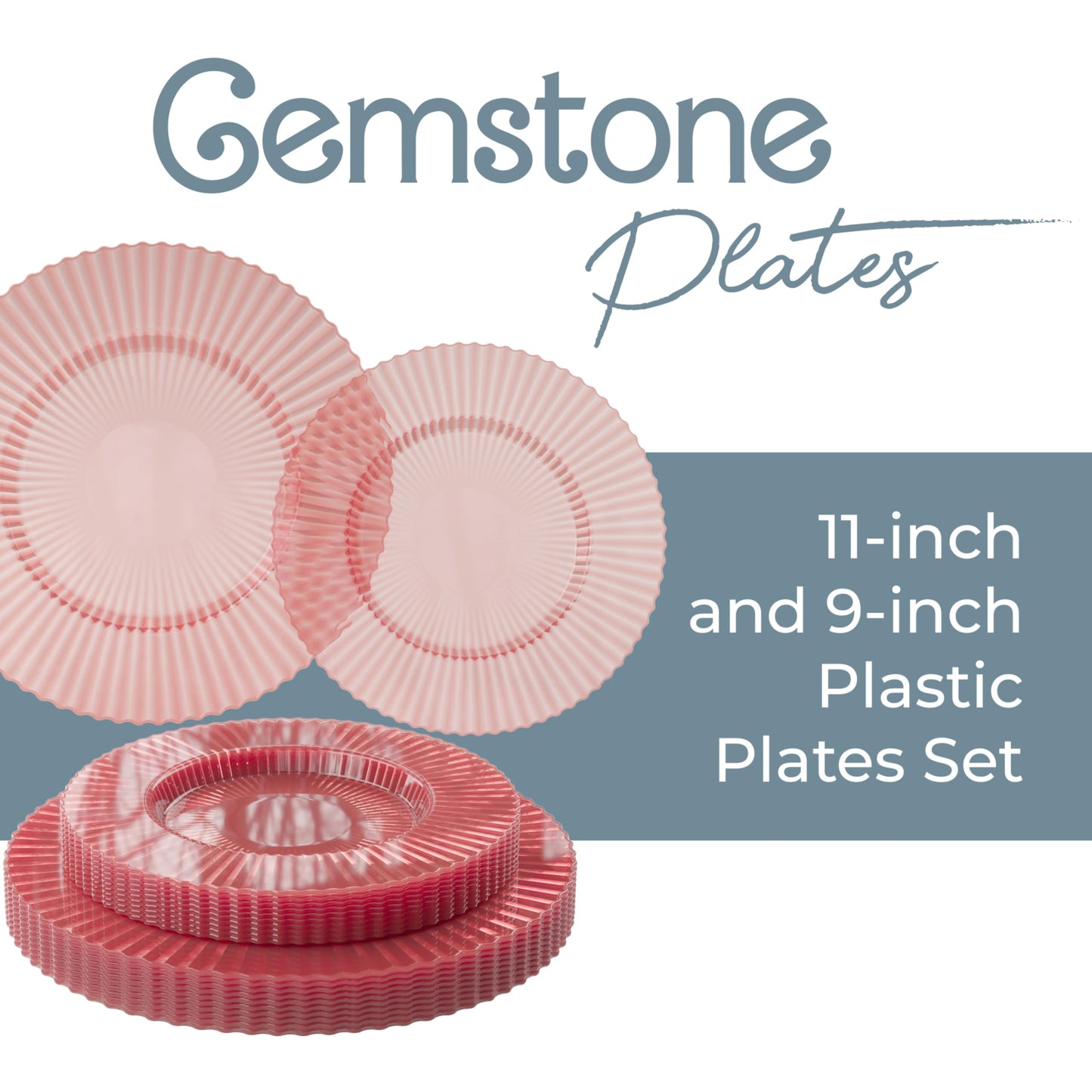 Pink Disposable Plates Set for 20 – 40‑Piece 9" & 11"
