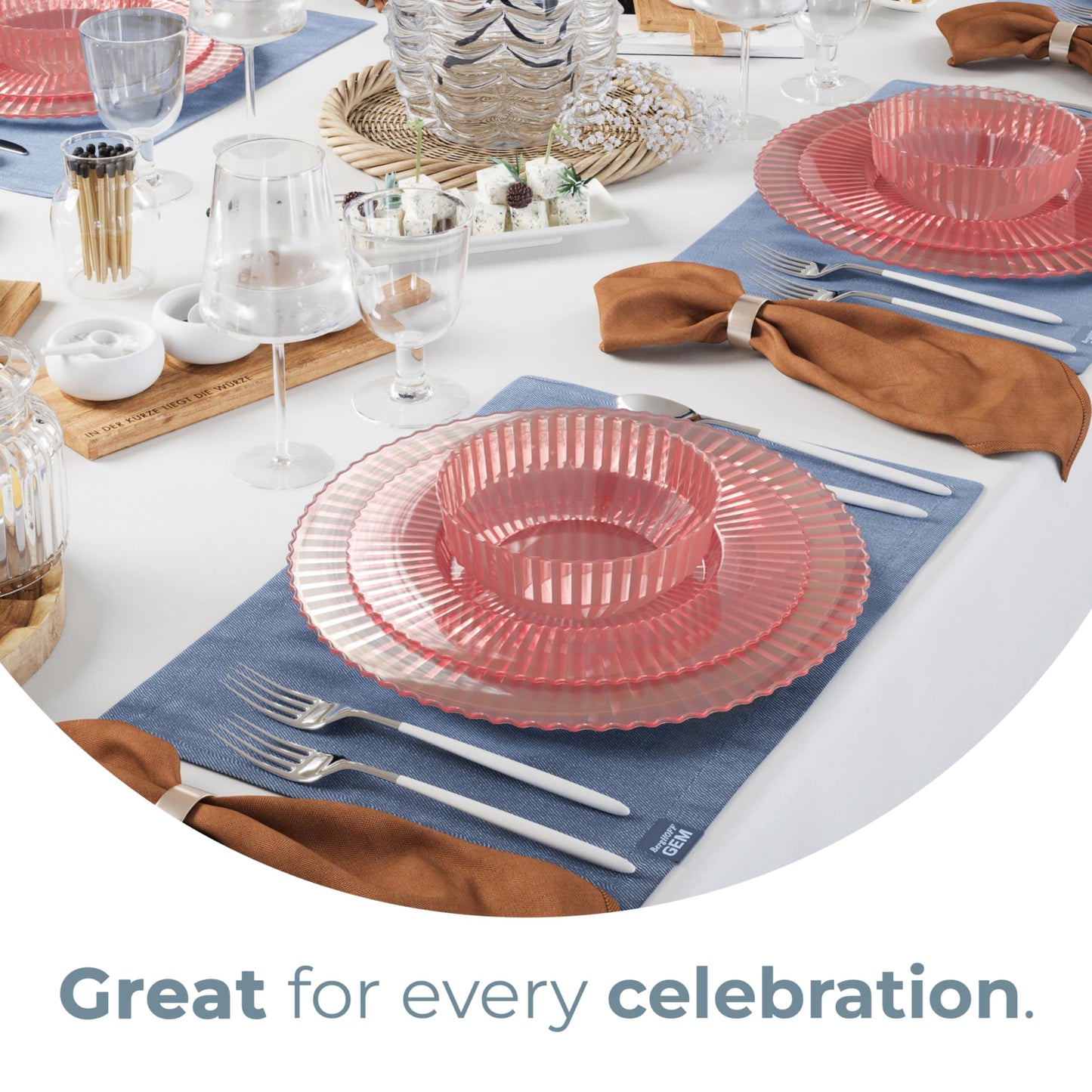 Pink Disposable Plates Set for 20 – 40‑Piece 9" & 11"