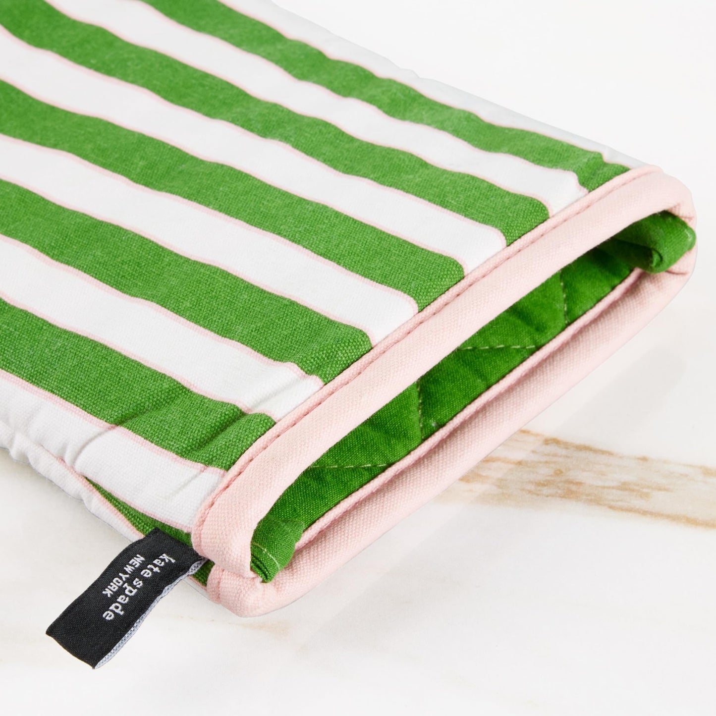 kate spade Botanical Stripe Oven Mitts – Green/Pink 2‑Pack