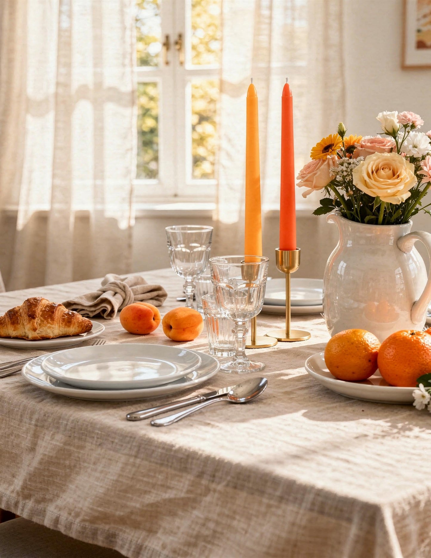 Orange Taper Candles 12" – 4‑Pack Unscented, Smokeless