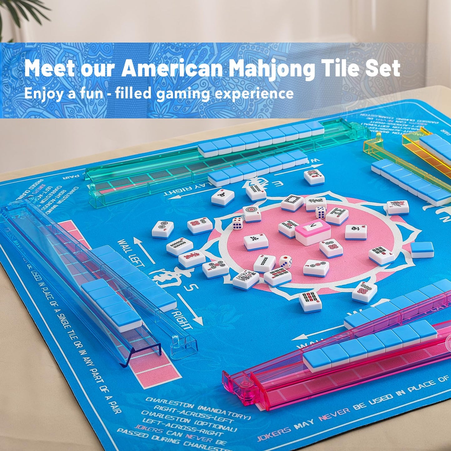 Kyerlish American Mahjong Tile Set with Blue Printed Carrying Bag: Amazon